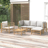12 Piece Garden Lounge Set with Cream White Cushions Bamboo